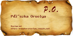 Pászka Orsolya névjegykártya